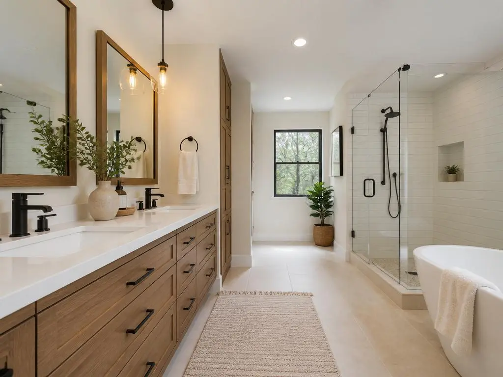 Modern bathroom remodel with walk-in shower